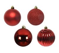 Magie di Natale Palline per albero di natale da Ø 10 cm, tubo da 4 pezzi (Rosso, Plastica Infrangibile)