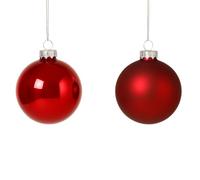 Magie di Natale Palline per albero di Natale in plastica decorate color Rosso (6 sfere da 8 cm)