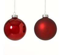 Magie di Natale Palline per albero di Natale in plastica decorate color Rosso Scuro (12 sfere da 6 cm)