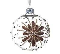 Magie di Natale Palline per albero di Natale in vetro decorato da Ø 8 cm, confezione da 6 pezzi (Con Fiore Marrone)