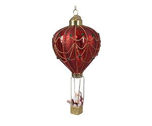 Magie di Natale Pendaglio a forma di mongolfiera decorazione per albero di natale h 7,5 cm (Rosso)