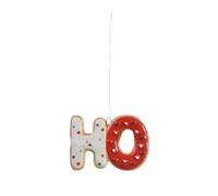 Magie di Natale Pendaglio con scritta "Ho - Ho" per albero decorazione natalizia da 9 cm (Bianco - Rosso)