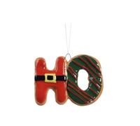 Magie di Natale Pendaglio con scritta "Ho - Ho" per albero decorazione natalizia da 9 cm (Rosso - Marrone)