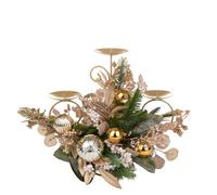 Magie di Natale Porta candele in metallo e plastica x3 oro con palline per decorazioni natalizie
