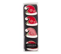 Magie di Natale Portatovaglioli Natalizio in Metallo Decorazione Natalizia Set da 4 Pezzi (Cappello)
