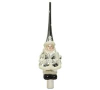 Magie di Natale Puntale per Albero di Natale Bianco e Argento da Ø 8 x h 28 cm (Pupazzo di Neve)
