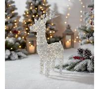 Magie di Natale Renna Natalizia con LED, Decorazione da Esterno e Interno da h 104 cm (Argento)
