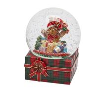 Magie di Natale Sfera d'Acqua su Pacco Regalo con Orso, Decorazione Natalizia Alta 20 cm (Orso con Regali)