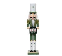 Magie di Natale Soldatino schiaccianoci con calendario natalizio in legno colore verde decorazione natalizia, h 38 cm