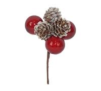 Magie di Natale Spillone rametto decorativo con bacche e pigne per interni ed esterni h 12 cm