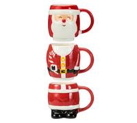 Magie di Natale Tazza in Ceramica per Decorazioni Natalizie da 280 ml Set da 3 (Babbo Natale)