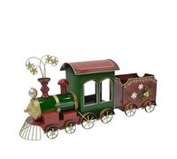 Magie di Natale Trenino Rosso Oro e Verde con vagone in Metallo H39 cm per Decorazioni Natalizie