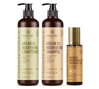 MagiForet Set per la cura dei capelli con shampoo all'olio di argan 500 ml + balsamo 500 ml + siero per capelli 100 ml, senza parabeni - nutre ricci, crespi e trattati con colori morbidi ed elastici