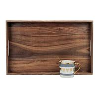 MAGIGO Vassoio ottomano rettangolare medio in legno di noce nero con manici, per servire tè, caffè o colazione a letto, vassoio decorativo classico in legno