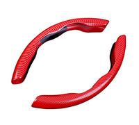 MAGII 2 Pezzi Auto Coprivolante per Jeep Renegade Compass Cherokee, Protezione Volante Segmentata Universale, Copri Volante per Auto in Fibra di Carbonio Antiscivolo Traspirante,B Red