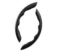 MAGII 2 Pezzi Auto Coprivolante per Volkswagen T-ROC Crossover R-Line Cabriolet, Protezione per Volante Segmentata Copri in Fibra di Carbonio Universali Traspirante Antiscivolo Accessori,B Black