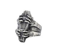 MAGIIE Gioielli Regolabile, Anello Aperto da Uomo,Anello Vampiro con Teschio,Grandi Anelli per Uomo (argento)