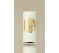 Magische Kerze, bianco, Fiore della vita, 14 centimetri, Bianco