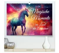 Magische Momente im Land der Einhörner (hochwertiger Premium Wandkalender 2026 DIN A2 quer), Kunstdruck in Hochglanz: Wunderschöne Einhörner zum Träumen
