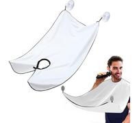 MagiSel Grembiule Barba, Telo Barba con 2 Ventose, Impermeabile Antiaderente Grembiule da Barba, Beard Apron Cattura Barba e Capelli, Bavaglino da Barba, Regalo per Uomini per Raccogli Barba (Bianco)
