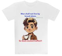 MAGITONE Dio E Il caffè Maglietta Bianca per Bambini T-Shirt A Maniche Corte per Bambini Kids White Tee Children Short Sleeve T-Shirt