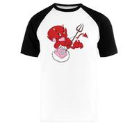 MAGITONE Hot Stuff Il Diavolo Piccolo Rosa T-Shirt Baseball Bianca Unisex Manica Lunga Unisex Baseball Tee White Long Sleeve T-Shirt