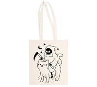 MAGITONE La Morte Cavalca Un Gatto Nero Totebag Unisex Borsa Per La Spesa Beige Riutilizzabile Unisex Totebag Beige Shopping Sack Reusable