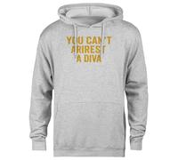 MAGITONE Non Puoi Arrestare Una Diva Felpa con Cappuccio Grigia Unisex Pullover Senza Genere Unisex Grey Hoodie Genderless Pullover