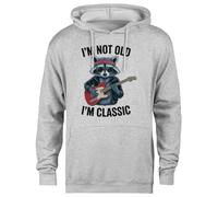 MAGITONE Non Sono Vecchio Sono Una Chitarra Procione Felpa con Cappuccio Grigia Unisex Pullover Senza Genere Unisex Grey Hoodie Genderless Pullover