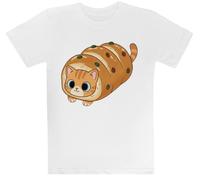 MAGITONE Pan De Jam Roll Cat Maglietta Bianca per Bambini T-Shirt A Maniche Corte per Bambini Kids White Tee Children Short Sleeve T-Shirt