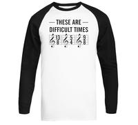 MAGITONE Questi Sono Tempi Difficili T-Shirt da Baseball Unisex A Maniche Lunghe Bianca Unisex Baseball Tee White Long Sleeve T-Shirt