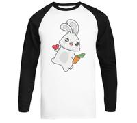 MAGITONE Questo Coniglio AMA Le Carote E Tu T-Shirt da Baseball Unisex A Maniche Lunghe Bianca Unisex Baseball Tee White Long Sleeve T-Shirt