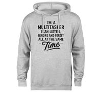 MAGITONE Sono Una Persona Multitasking So Ascoltare Felpa con Cappuccio Grigia Unisex Pullover Senza Genere Unisex Grey Hoodie Genderless Pullover