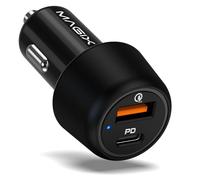 Magix Caricabatterie Auto 38W Porta USB-A QC 3.0 (18W) + USB-C PD 3.0 (20W), carica simultanea Quick Charge 3.0 e Power delivery 3.0 (Nero)