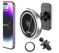 MAGJIEYX 15W Caricatore Wireless Auto per Magsafe, Ricarica Rapida Wireless Compatibile con iPhone 16,15,14,13,12,Pro Max,Mini, per Bocchetta Aria/Cruscotto Supporto Telefono Auto Argento