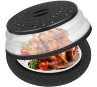 MAGJIUKE Copertura e tappetino per alimenti per microonde, 30,5 cm, grande, pieghevole, paraschizzi, coperchio e tappetino rotondo in silicone da cucina