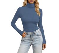 Maglia a Collo Alto da Donna, Termica, a Maniche Lunghe, Elegante, Slim Fit, Basic Elasticizzato, da Donna, Morbido e Leggero, Tinta Unita, per Primavera, Autunno, Inverno, Taglia Normale