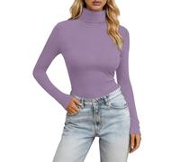 Maglia a Collo Alto da Donna, Termica, Maniche Lunghe, Elegante, Slim Fit, Basic Elasticizzato, Morbido e Leggero, Tinta Unita, per Primavera, Autunno, Inverno, Taglia Normale#G