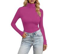 Maglia a Collo Alto da Donna, Termica, Maniche Lunghe, Elegante, Slim Fit, Basic Elasticizzato, Morbido e Leggero, Tinta Unita, per Primavera, Autunno, Inverno, Taglia Normale