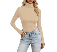 Maglia a Collo Alto da Donna, Termica, Maniche Lunghe, Elegante, Slim Fit, Basic Elasticizzato, Morbido e Leggero, Tinta Unita, per Primavera, Autunno, Inverno, Taglia Normale