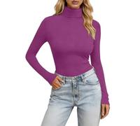 Maglia a Collo Alto da Donna, Termica, Maniche Lunghe, Elegante, Slim Fit, Basic Elasticizzato, Morbido e Leggero, Tinta Unita, per Primavera, Autunno, Inverno, Taglia Normale#G