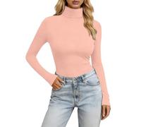 Maglia a Collo Alto da Donna, Termica, Maniche Lunghe, Elegante, Slim Fit, Basic Elasticizzato, Morbido e Leggero, Tinta Unita, per Primavera, Autunno, Inverno, Taglia Normale#G