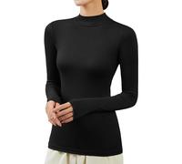 Maglia a Collo Camicia a Collo da Donna Camicia a Maniche Lunghe Maglia Termica Attillata da Donna vestibilità Slim Magliette Basic Colletto rialzato Pullover a Collo Maglietta Coltello Caldo per