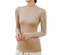 Maglia a Collo Camicia a Collo da Donna Camicia a Maniche Lunghe Maglia Termica Attillata da Donna vestibilità Slim Magliette Basic Colletto rialzato Pullover a Collo Maglietta Coltello Caldo per