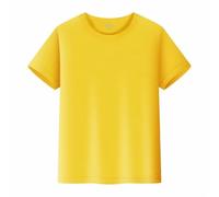 Maglia a maniche corte da bicicletta, semplice, maglietta per ragazzi e ragazze, unisex, per bambini, girocollo, per bambini, a maniche corte, giallo., 4-5 Anni