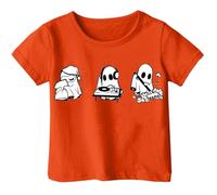 Maglia a maniche corte stampata stile Halloween per ragazze ragazzi maglia manica corta adatta per gilet da 1 a 13 anni, Colore: arancione., 10-11 Anni