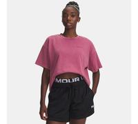 Maglia a maniche corte Under Armour Boxy Wash Heavyweight da donna Fuchsia Dusk / Nero XL