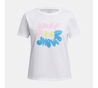 Maglia a maniche corte Under Armour Bubble Wordmark da ragazza Bianco / Prime Rosa / Sonic Giallo YMD (137 - 149 cm)