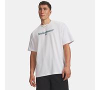 Maglia a maniche corte Under Armour Heavyweight Wordmark da uomo Bianco / Blu Haze L