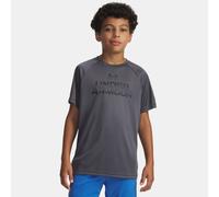 Maglia a maniche corte Under Armour Tech™ Split Wordmark da ragazzo Castlerock / Nero YLG (149 - 160 cm)